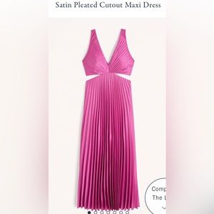 Abercrombie Pink Satin Pleated Cutout Maxi Dress